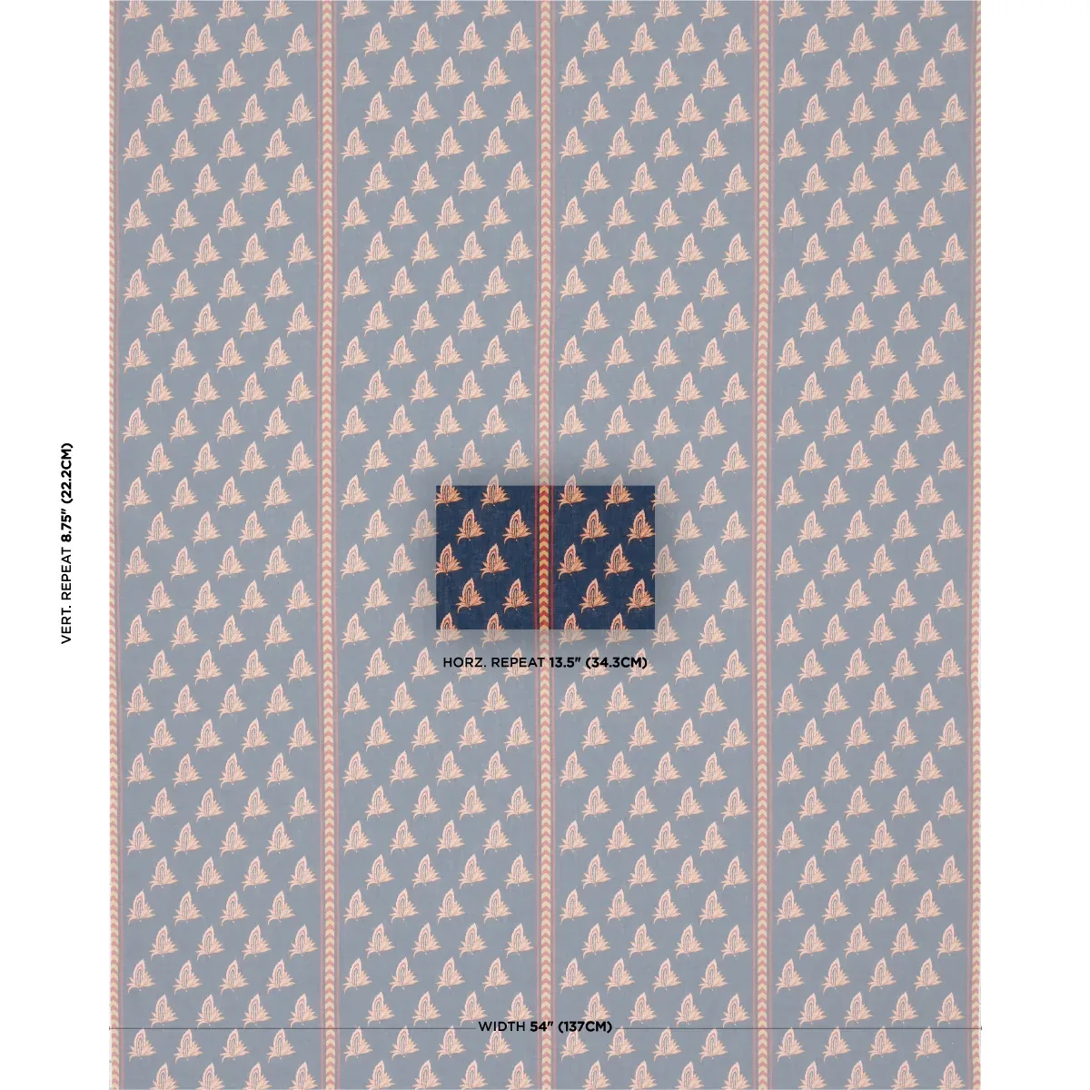 BANGALORE IMAGINATION Fabric – BLEU | Schumacher | Wallpaper BANGALORE IMAGINATION fabric BLEU color by Schumacher