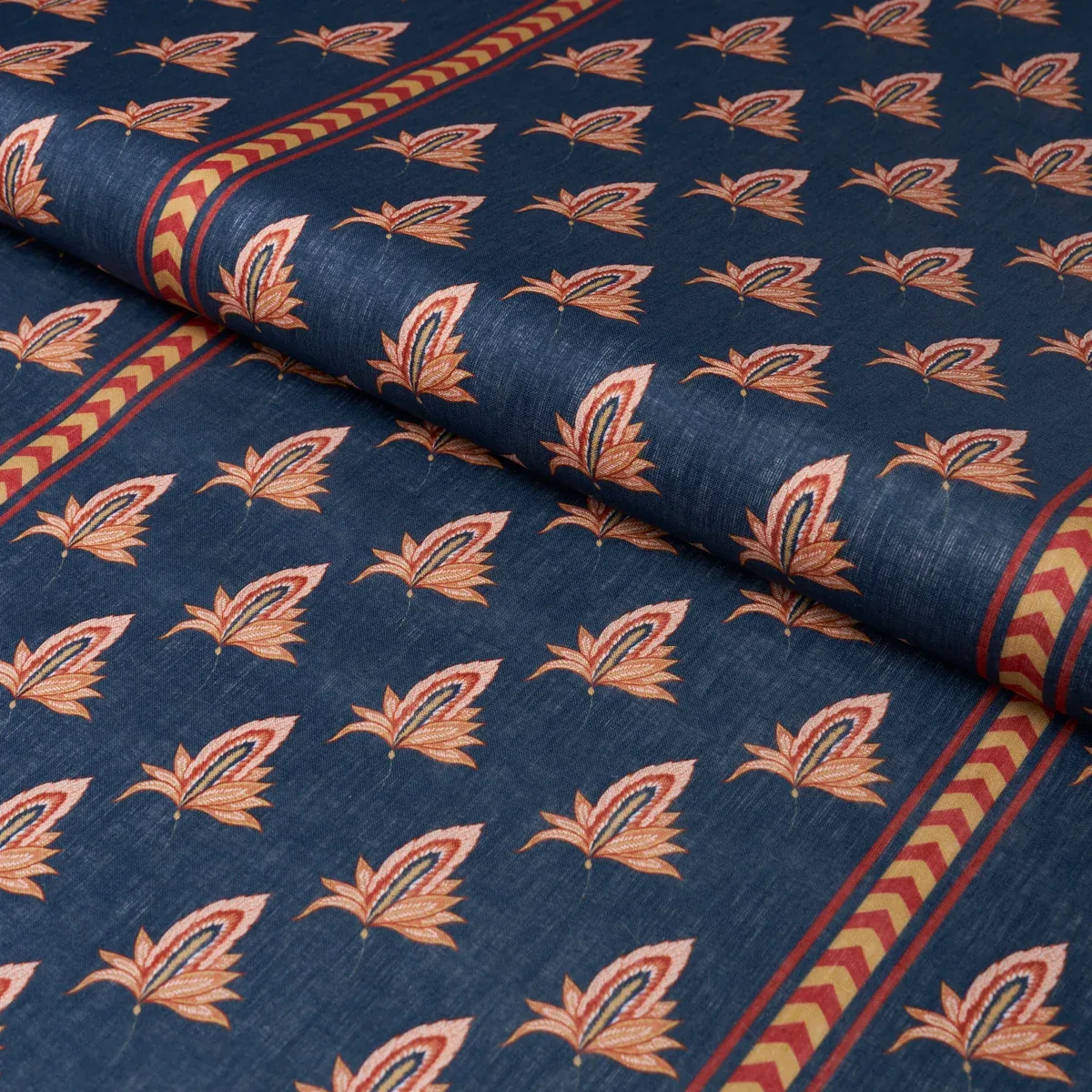 BANGALORE IMAGINATION Fabric – BLEU | Schumacher | Wallpaper BANGALORE IMAGINATION fabric BLEU color by Schumacher