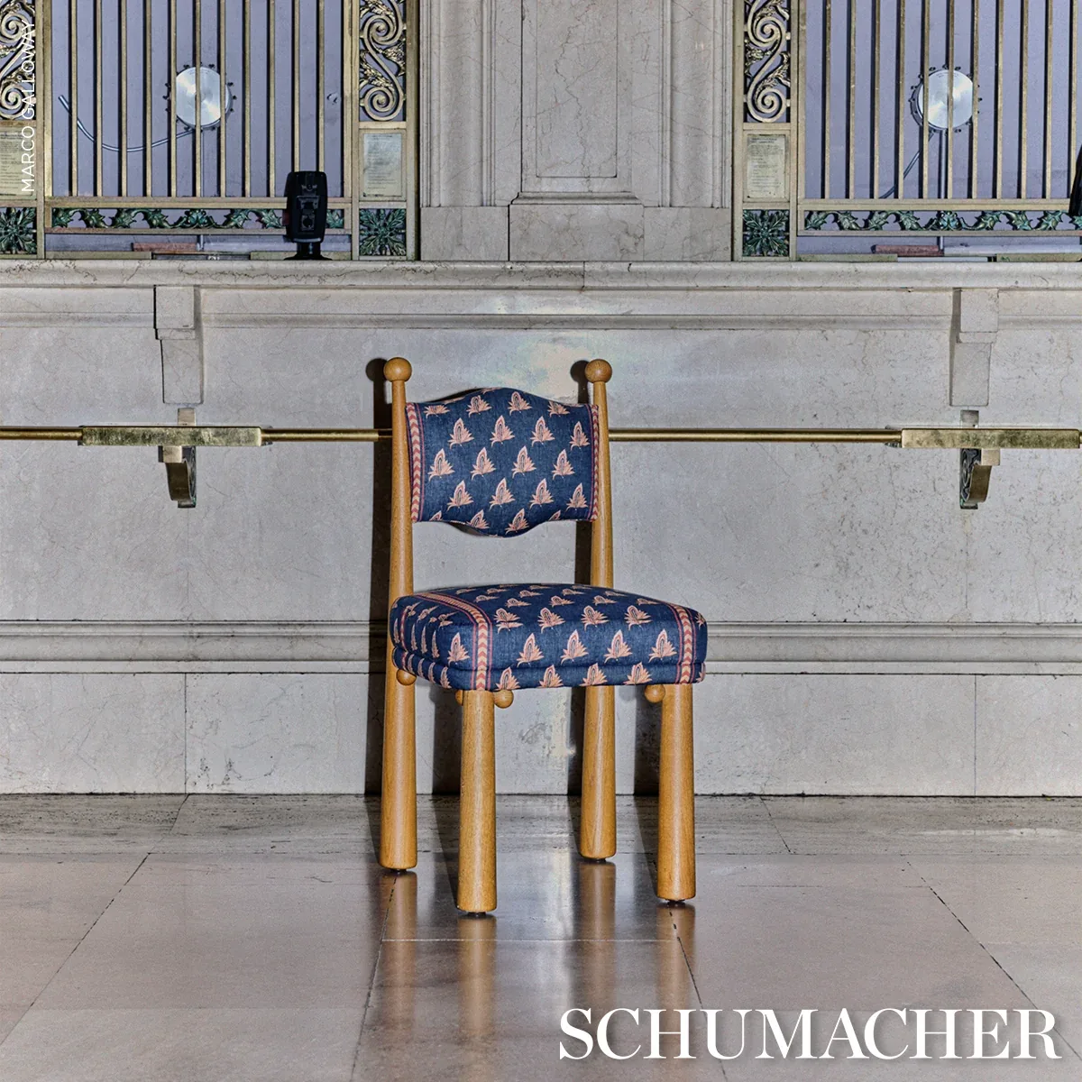 BANGALORE IMAGINATION Fabric – BLEU | Schumacher | Wallpaper BANGALORE IMAGINATION fabric BLEU color by Schumacher