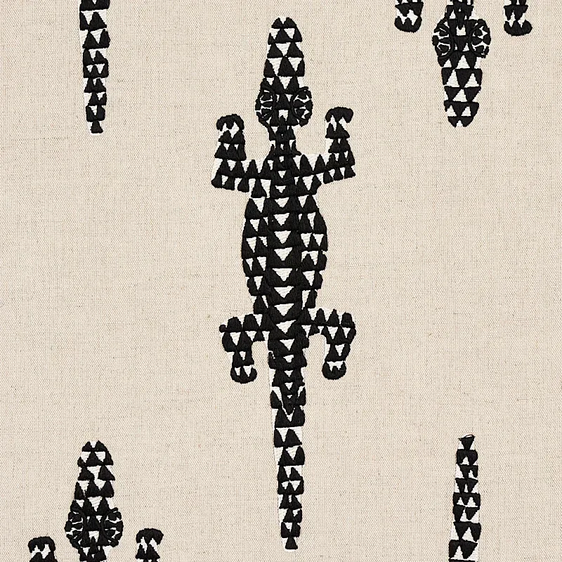 BARACOA EMBROIDERY Fabric – BLACK | Schumacher | Wallpaper T BARACOA EMBROIDERY fabric BLACK color by Schumacher