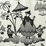 Bassano Embroidered Toile Fabric – BLACK | Schumacher | Wall Bassano Embroidered Toile fabric BLACK color by Schumacher