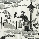 Bassano Embroidered Toile Fabric – BLACK | Schumacher | Wall Bassano Embroidered Toile fabric BLACK color by Schumacher