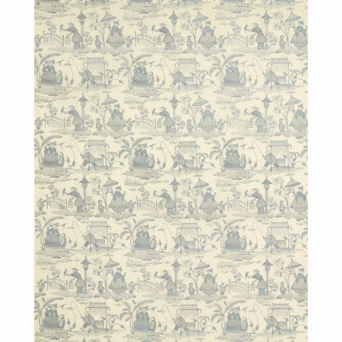 Bassano Embroidered Toile Fabric – DELFT | Schumacher | Wall Bassano Embroidered Toile fabric DELFT color by Schumacher