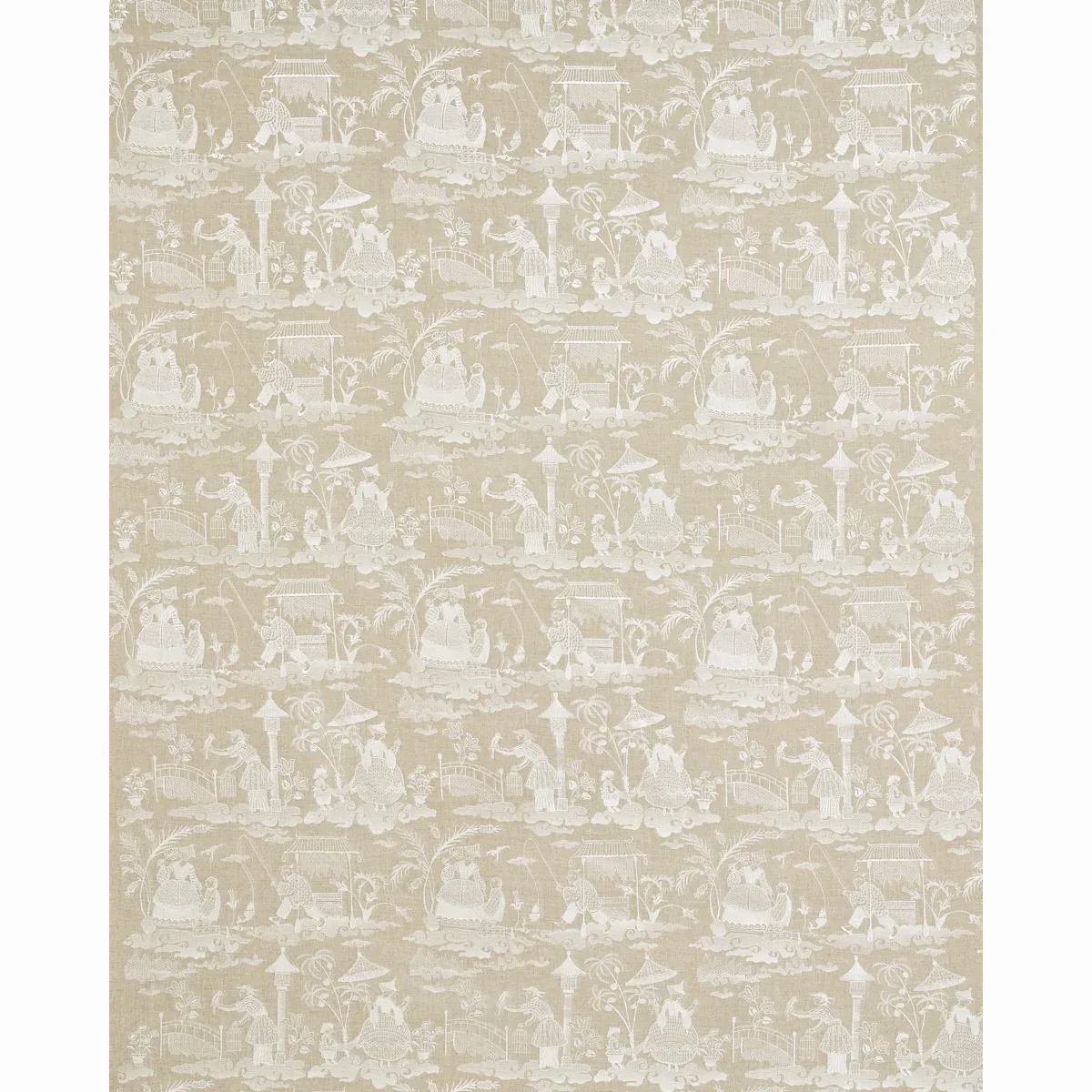 Bassano Embroidered Toile Fabric – LINEN | Schumacher | Wall Bassano Embroidered Toile fabric LINEN color by Schumacher