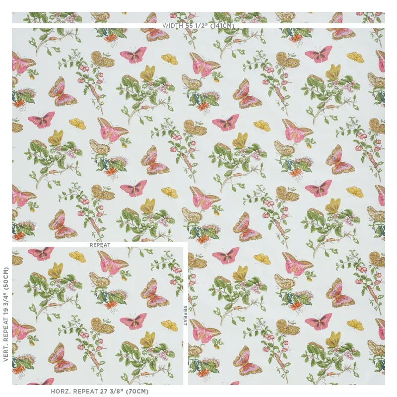 BAUDIN BUTTERFLY CHINTZ Fabric – BLUSH | Schumacher | Wallpa BAUDIN BUTTERFLY CHINTZ fabric BLUSH color by Schumacher