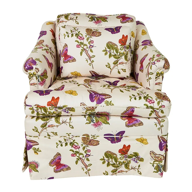 BAUDIN BUTTERFLY CHINTZ Fabric – PURPLE | Schumacher | Wallp BAUDIN BUTTERFLY CHINTZ fabric PURPLE color by Schumacher