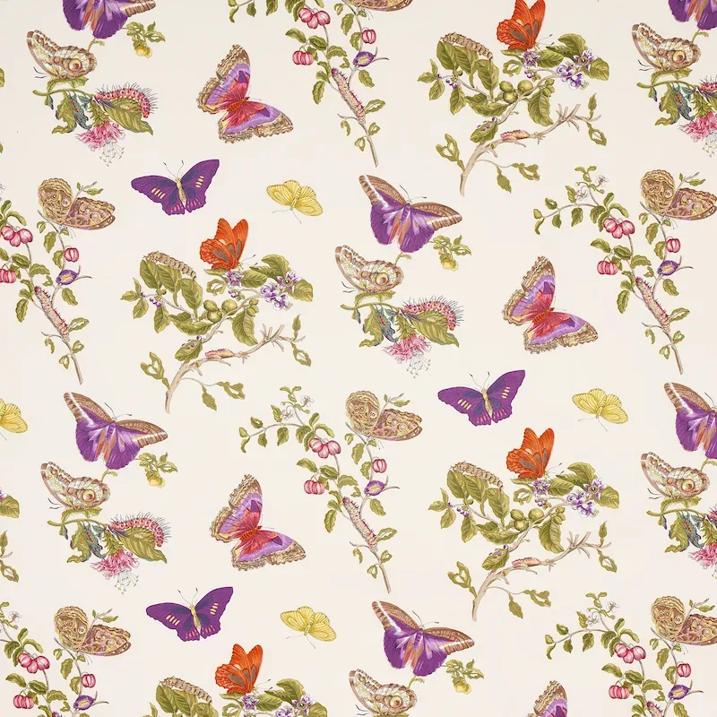 BAUDIN BUTTERFLY CHINTZ fabric PURPLE color by Schumacher