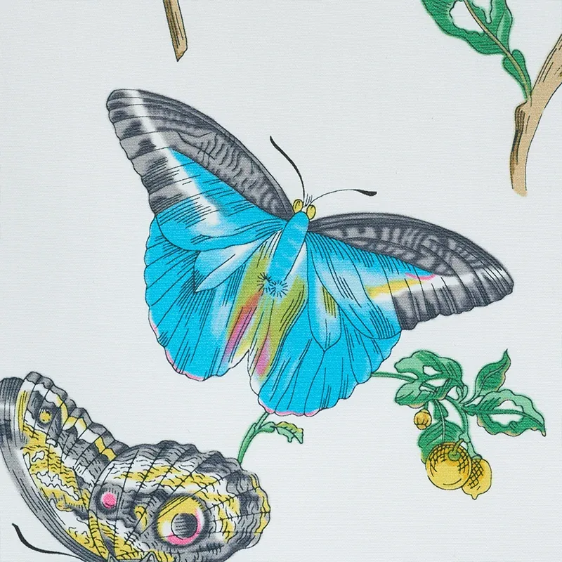 BAUDIN BUTTERFLY CHINTZ fabric TURQUOISE color by Schumacher