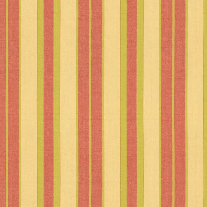 BEACON COTTON STRIPE fabric MAIZE/PEAR/CORAL color by Schumacher