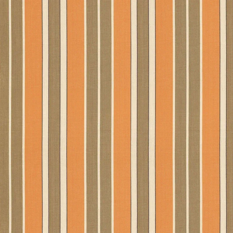 BEACON COTTON STRIPE fabric PUMPKIN/MOCHA/JAVA color by Schumacher