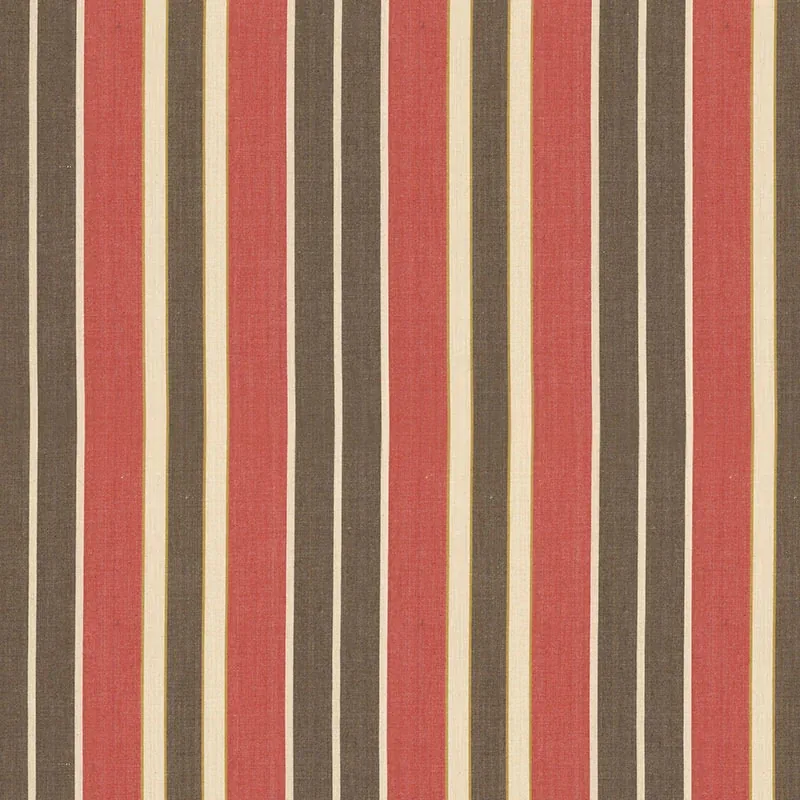 BEACON COTTON STRIPE fabric RED/JAVA/BEIGE color by Schumacher