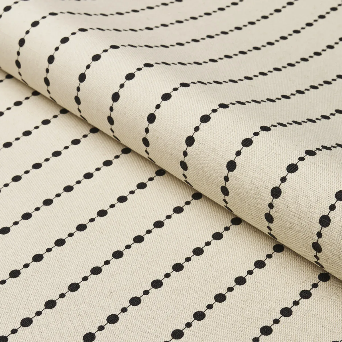 BEADED STRIPE fabric BLACK AND CREAM color by Schumacher