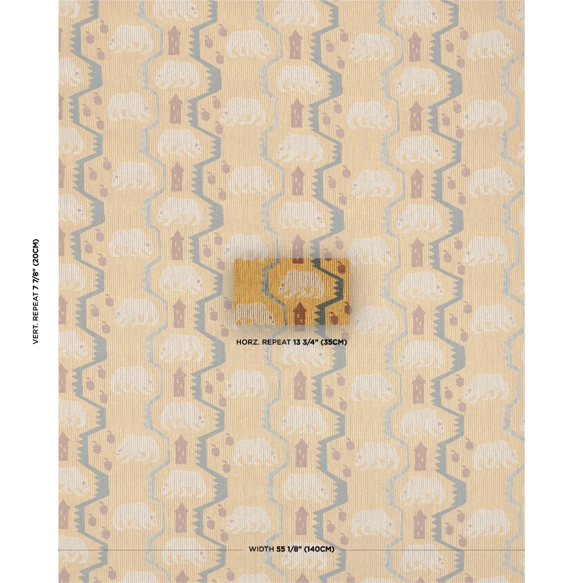 BEAR BRIGADE fabric OCHRE color by Schumacher