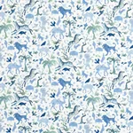 BEASTS INDOOR/OUTDOOR fabric BLUE AND GREEN color by Schumacher