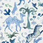 BEASTS INDOOR/OUTDOOR fabric BLUE AND GREEN color by Schumacher