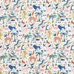 BEASTS INDOOR/OUTDOOR fabric MULTI ON IVORY color by Schumacher