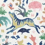 BEASTS INDOOR/OUTDOOR fabric MULTI ON IVORY color by Schumacher