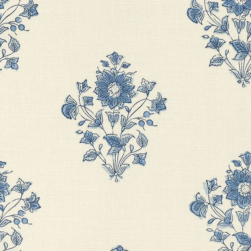 BEATRICE BOUQUET fabric INDIGO color by Schumacher