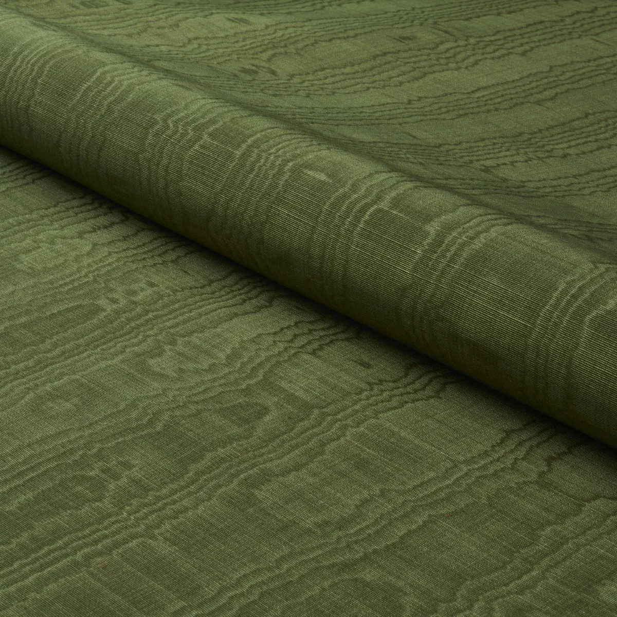 BEAU COTTON LINEN MOIRE fabric OLIVE color by Schumacher