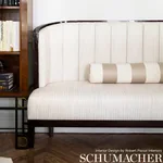 BEAUFORT AWNING STRIPE Fabric – PLATINUM | Schumacher | Wall BEAUFORT AWNING STRIPE fabric PLATINUM color by Schumacher