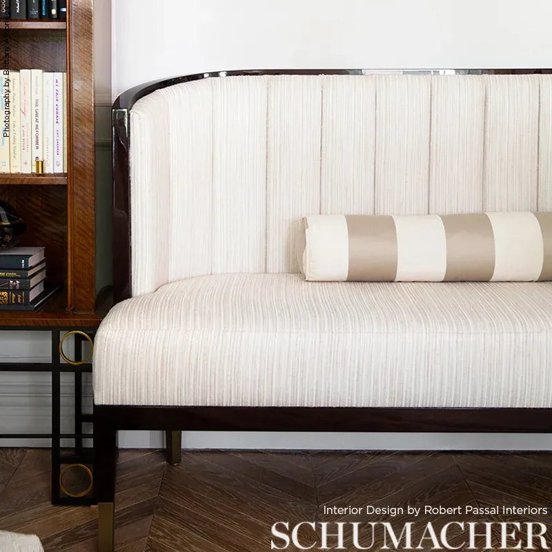 BEAUFORT AWNING STRIPE Fabric – PLATINUM | Schumacher | Wall BEAUFORT AWNING STRIPE fabric PLATINUM color by Schumacher