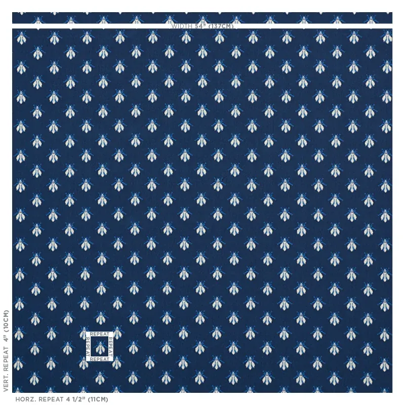 BEE ÉPINGLÉ Fabric – BLUE | Schumacher | Wallpaper Twins BEE ÉPINGLÉ fabric BLUE color by Schumacher