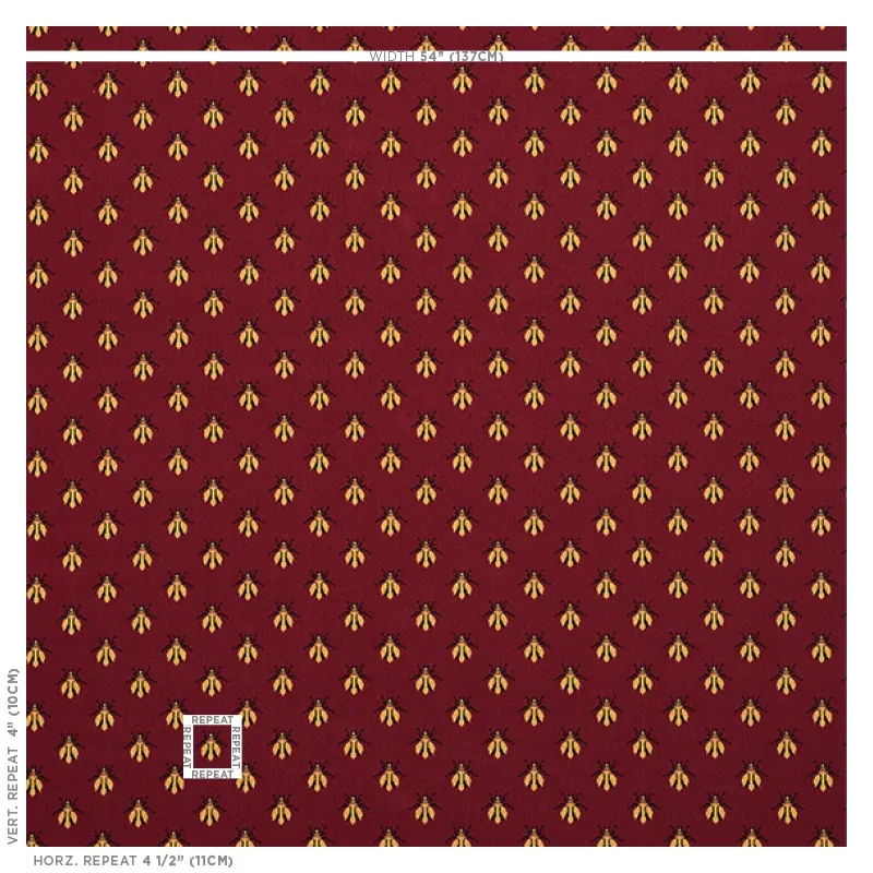 BEE ÉPINGLÉ Fabric – RED | Schumacher | Wallpaper Twins BEE ÉPINGLÉ fabric RED color by Schumacher
