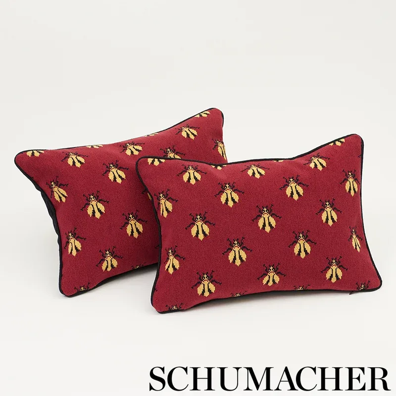 BEE ÉPINGLÉ Fabric – RED | Schumacher | Wallpaper Twins BEE ÉPINGLÉ fabric RED color by Schumacher