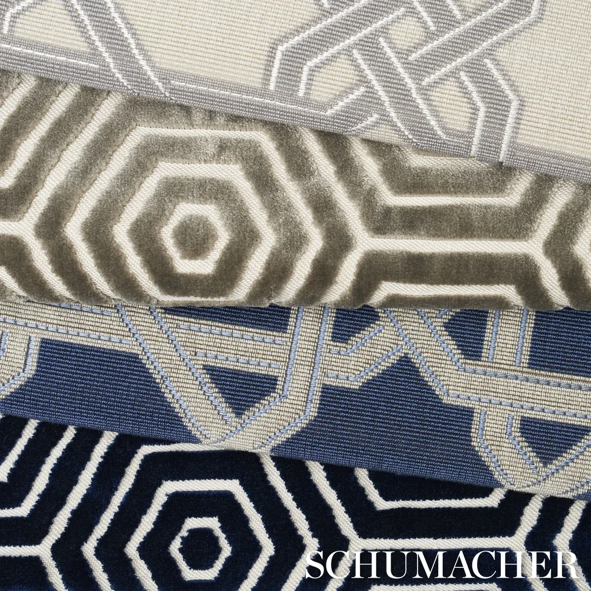 BEES KNEES CUT VELVET Fabric – GREY | Schumacher | Wallpaper BEES KNEES CUT VELVET fabric GREY color by Schumacher