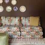 BENSON STRIPE ÉPINGLÉ fabric SAFFRON color by Schumacher
