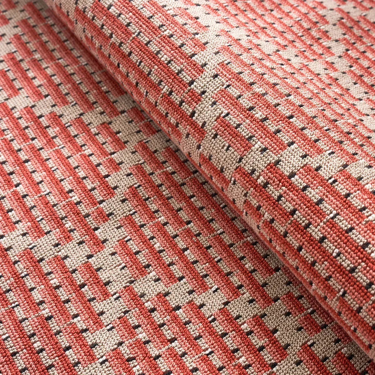 BERG ÉPINGLÉ fabric CORAL color by Schumacher
