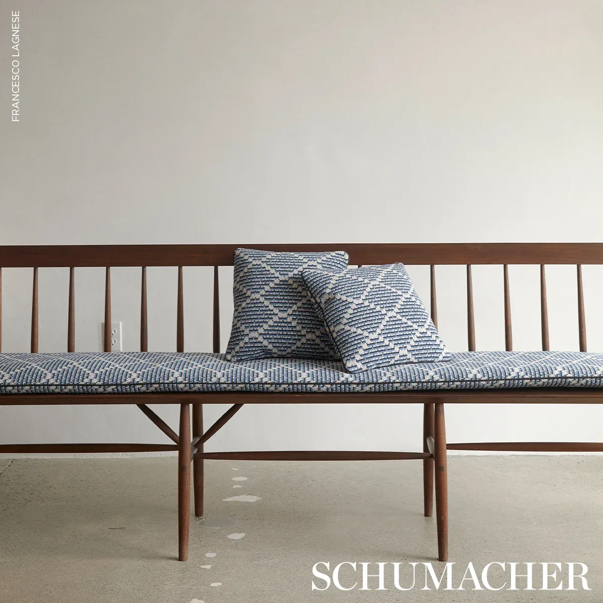 BERG ÉPINGLÉ Fabric – INDIGO | Schumacher | Wallpaper Twins BERG ÉPINGLÉ fabric INDIGO color by Schumacher