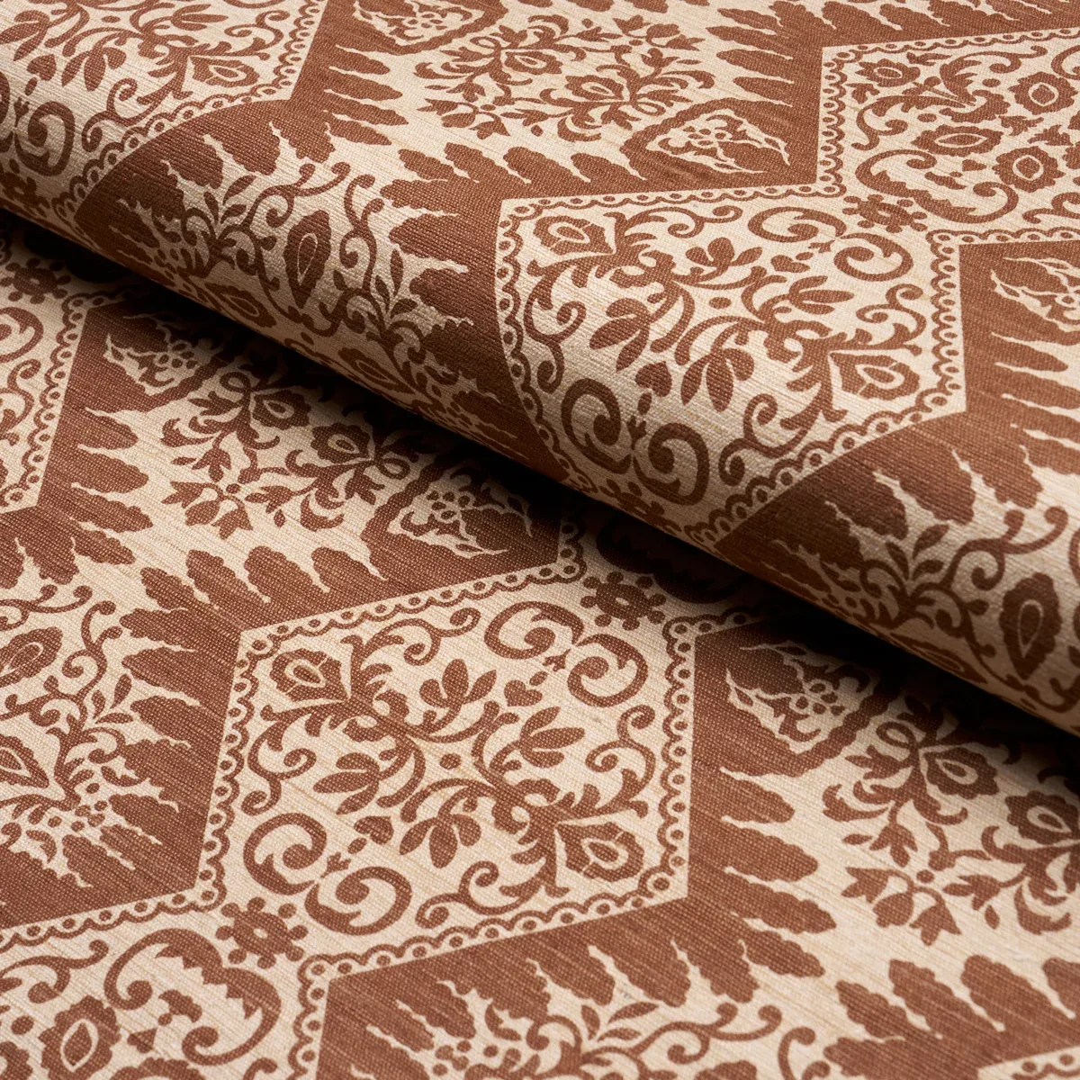 BERKELEY HAND PRINTED SILK Fabric – CHESTNUT | Schumacher | BERKELEY HAND PRINTED SILK fabric CHESTNUT color by Schumacher