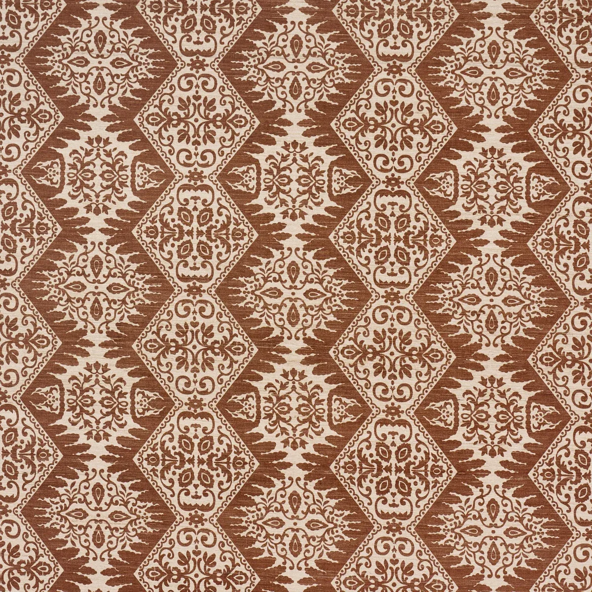BERKELEY HAND PRINTED SILK fabric CHESTNUT color by Schumacher