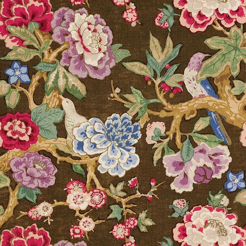 BERMUDA BLOSSOMS fabric COCOA color by Schumacher