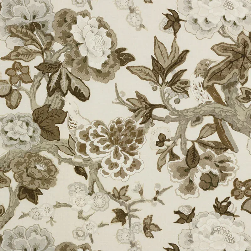 BERMUDA BLOSSOMS fabric SNOW color by Schumacher