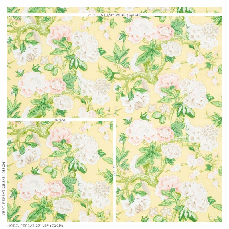BERMUDA BLOSSOMS Fabric – YELLOW | Schumacher | Wallpaper Tw BERMUDA BLOSSOMS fabric YELLOW color by Schumacher