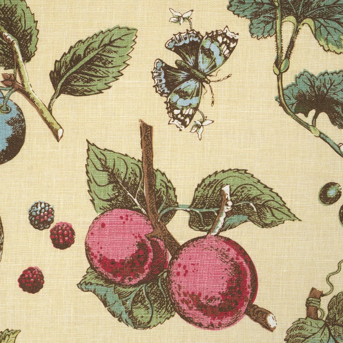 BERRY GROVE Fabric – BUTTER | Schumacher | Wallpaper Twins BERRY GROVE fabric BUTTER color by Schumacher