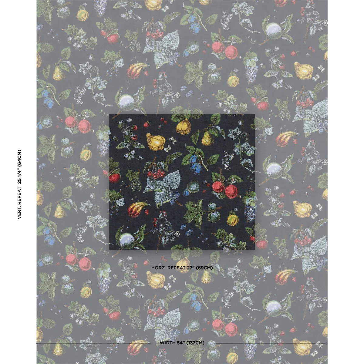 BERRY GROVE Fabric – NOIR | Schumacher | Wallpaper Twins BERRY GROVE fabric NOIR color by Schumacher