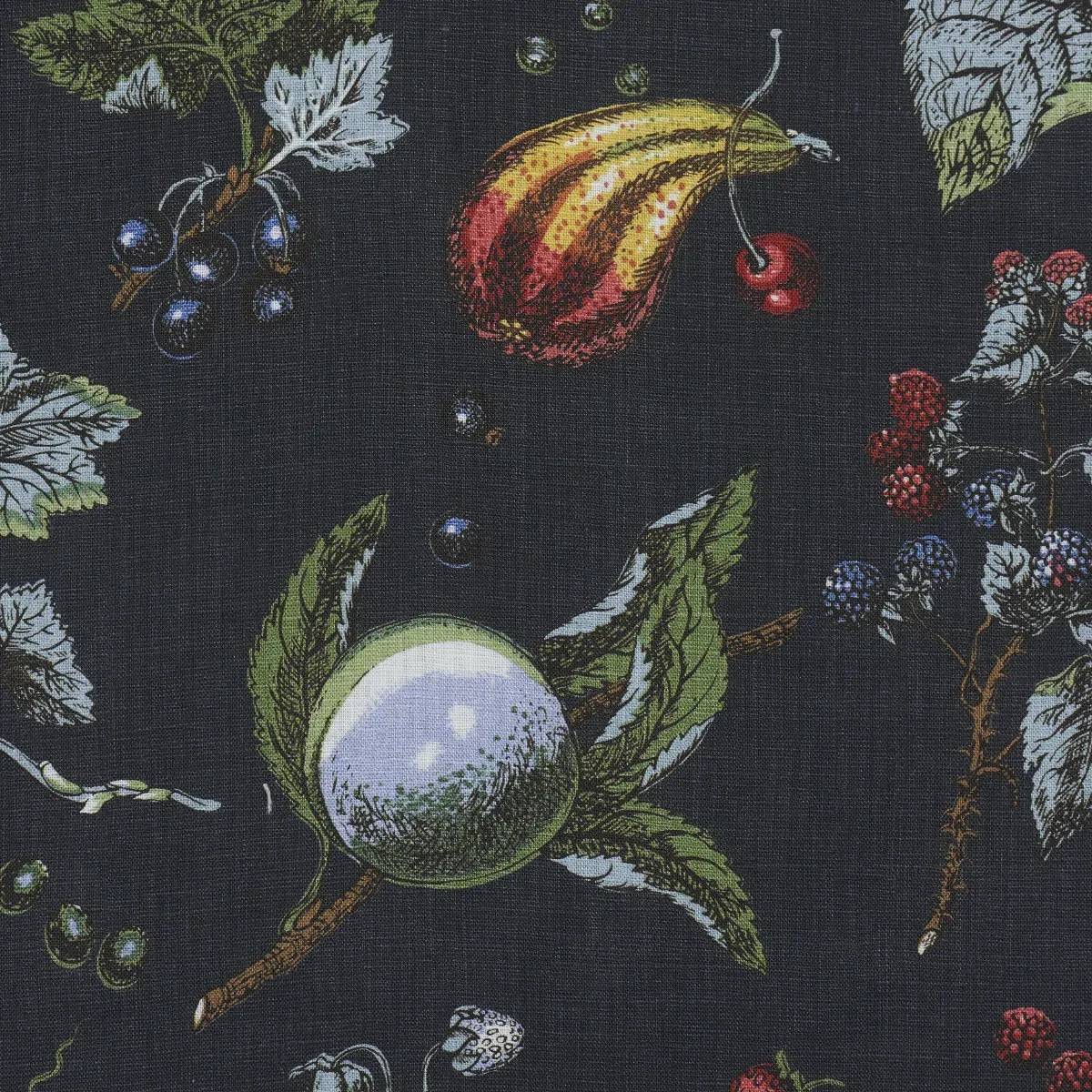 BERRY GROVE Fabric – NOIR | Schumacher | Wallpaper Twins BERRY GROVE fabric NOIR color by Schumacher