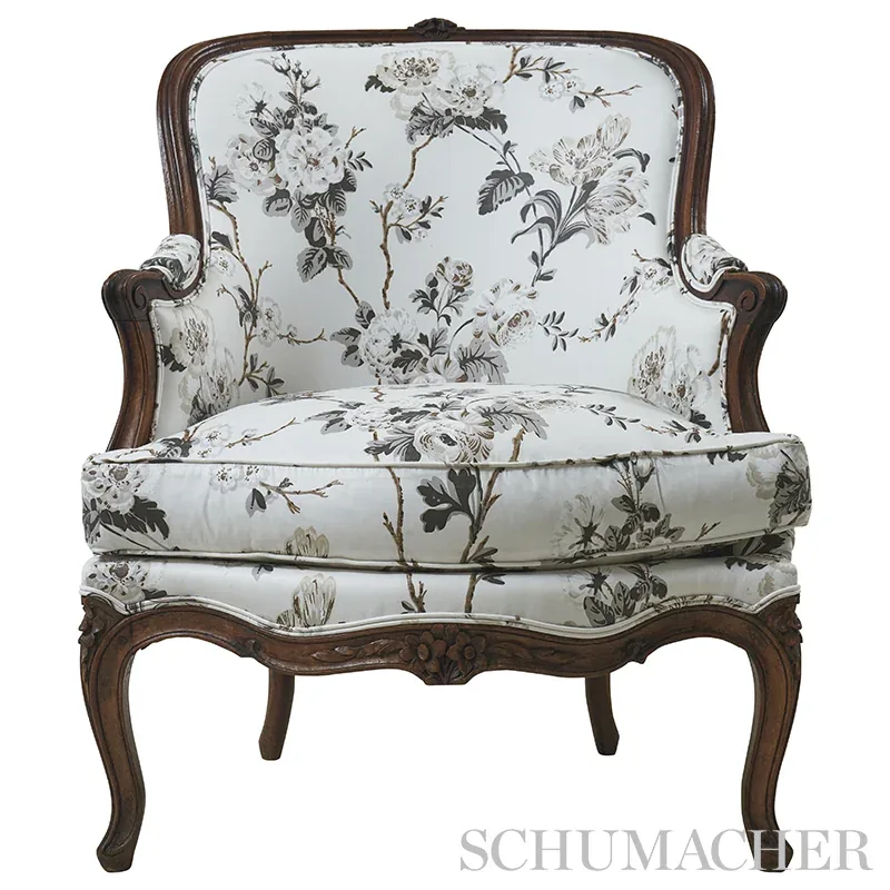 BETTY CHINTZ Fabric – CHARCOAL | Schumacher | Wallpaper Twin BETTY CHINTZ fabric CHARCOAL color by Schumacher