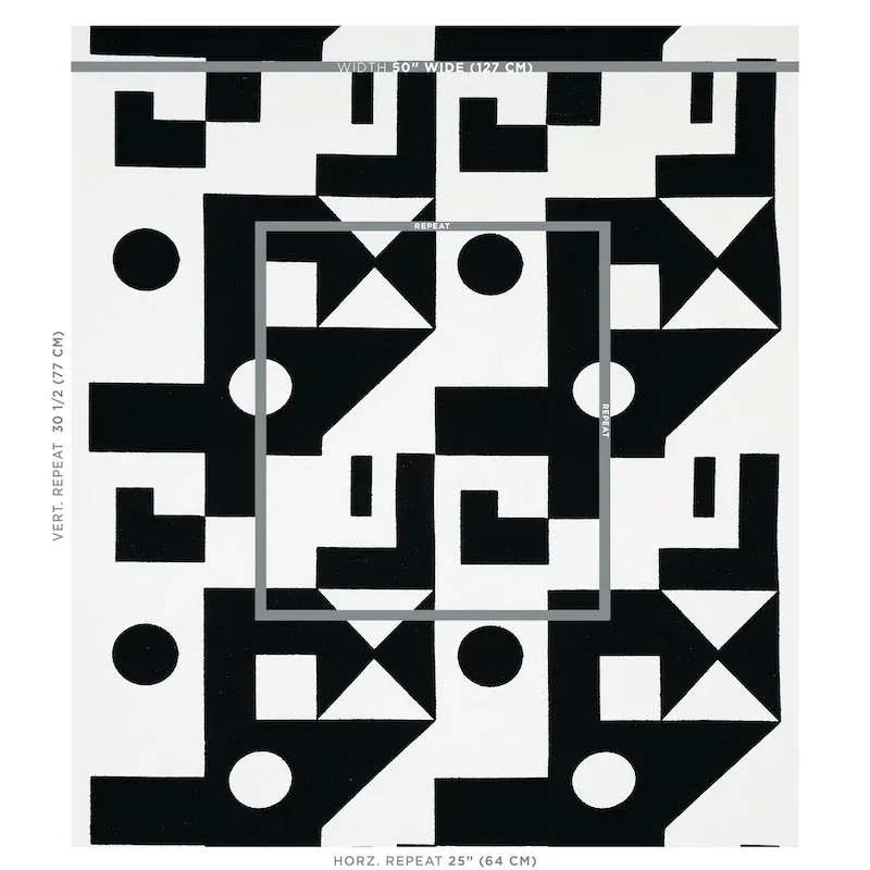 BINARY EMBROIDERY fabric BLACK color by Schumacher