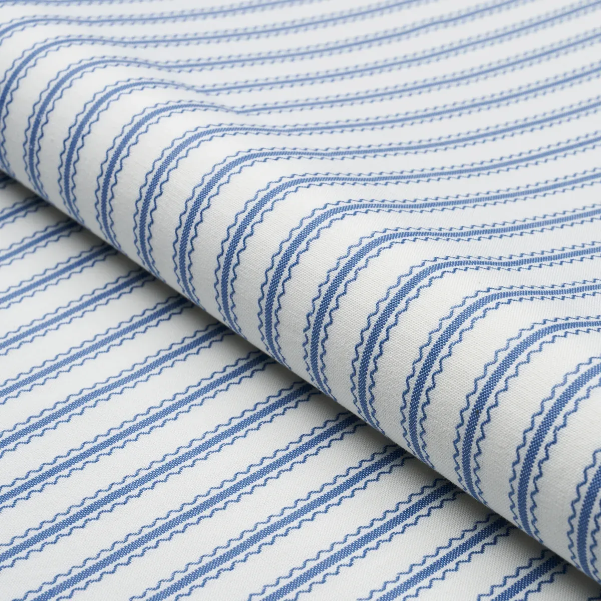 BIRDIE TICKING STRIPE fabric INDIGO color by Schumacher