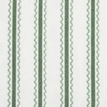BIRDIE TICKING STRIPE fabric LEAF GREEN color by Schumacher
