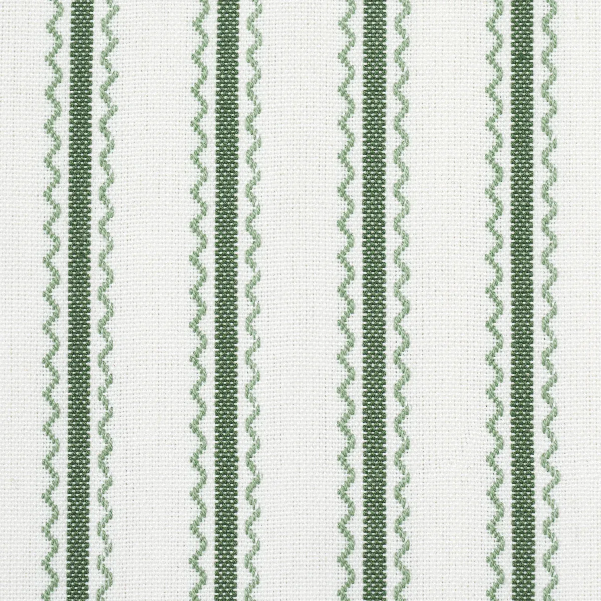 BIRDIE TICKING STRIPE fabric LEAF GREEN color by Schumacher