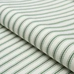 BIRDIE TICKING STRIPE fabric LEAF GREEN color by Schumacher