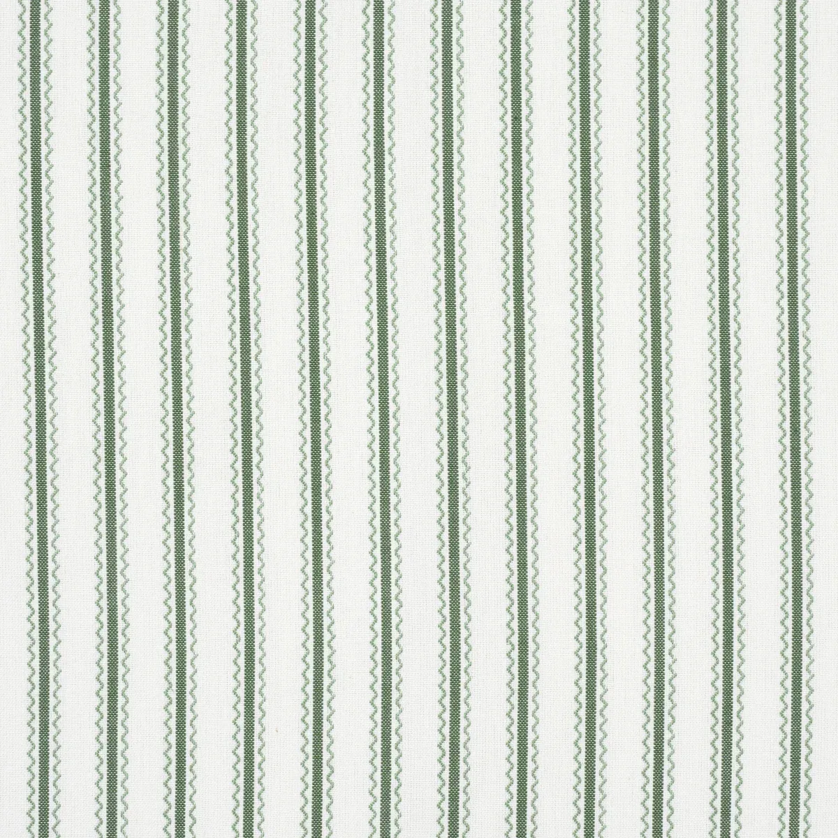 BIRDIE TICKING STRIPE fabric LEAF GREEN color by Schumacher
