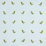 BIRDS HAND BLOCK PRINT Fabric – GREEN ON SKY | Schumacher | BIRDS HAND BLOCK PRINT fabric GREEN ON SKY color by Schumacher