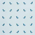 BIRDS HAND BLOCK PRINT fabric NAVY ON SKY color by Schumacher