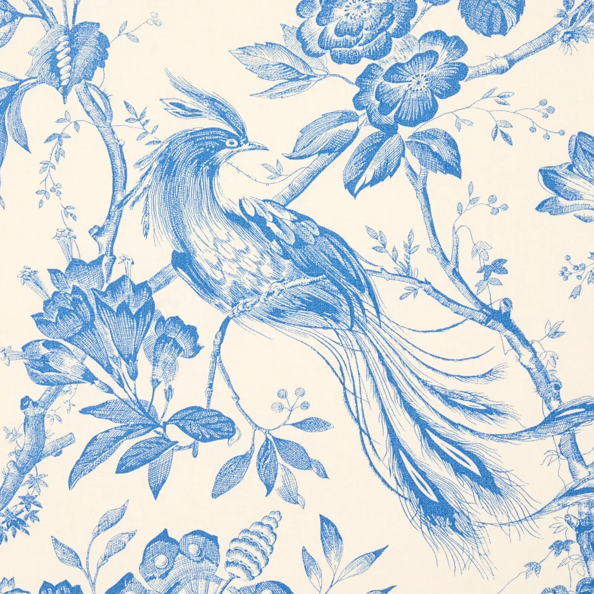 BIRDS OF PARADISE Fabric – BLUE | Schumacher | Wallpaper Twi BIRDS OF PARADISE fabric BLUE color by Schumacher